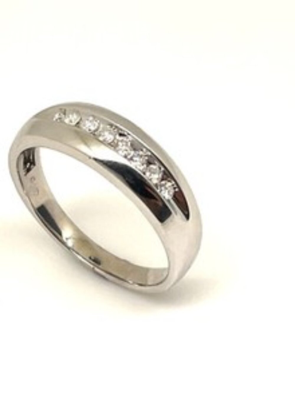 14k White Gold Mens Diamond Band, Size 11